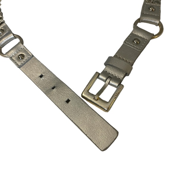 VINTAGE CALVIN KLEIN Silver Studded Ring Belt Size Extra Large - Picture 7 of 11